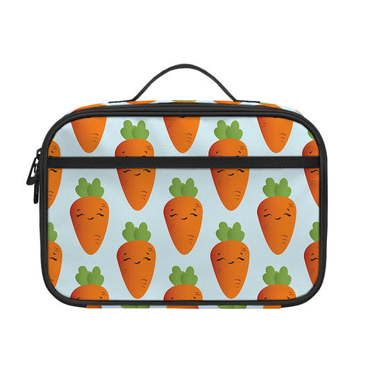 Smiling Carrot Pattern Print Portable Lunch Bag