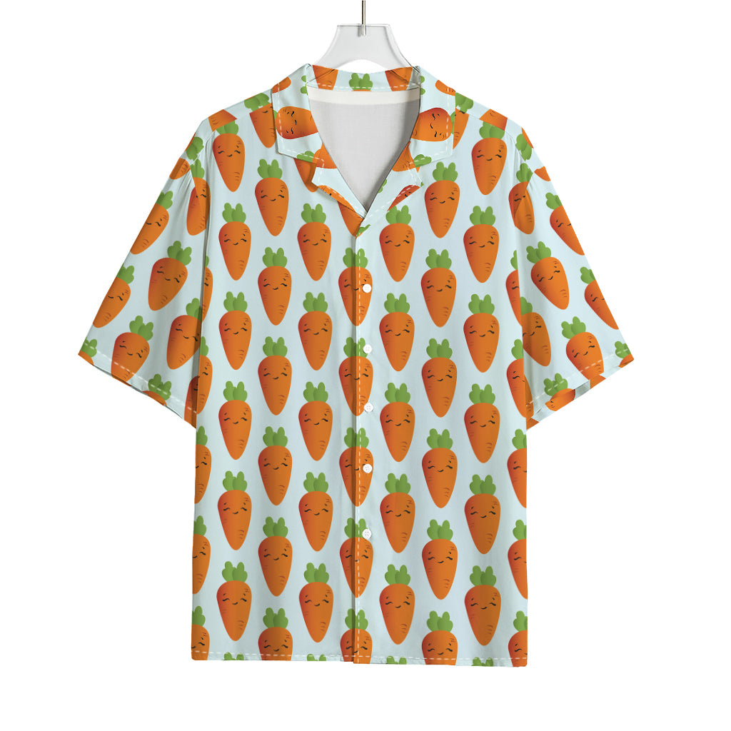 Smiling Carrot Pattern Print Rayon Hawaiian Shirt