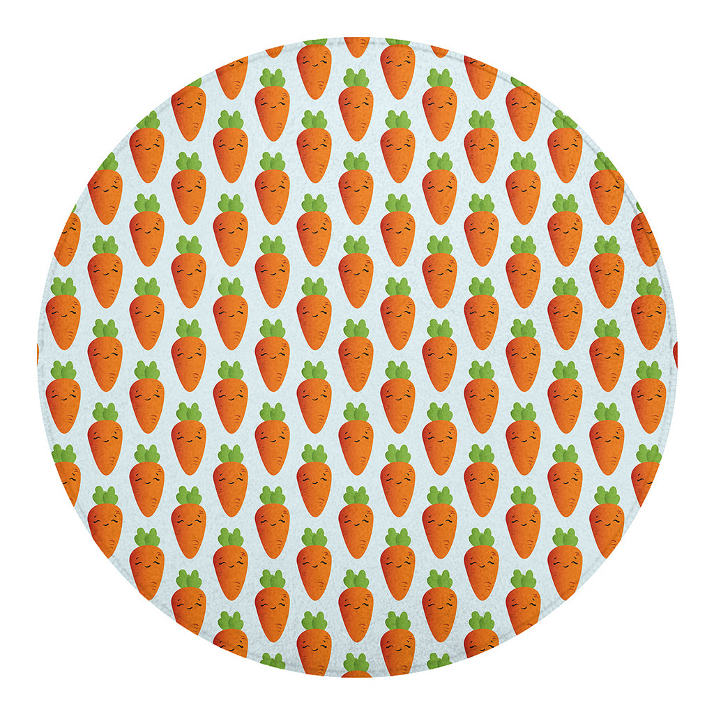 Smiling Carrot Pattern Print Round Blanket