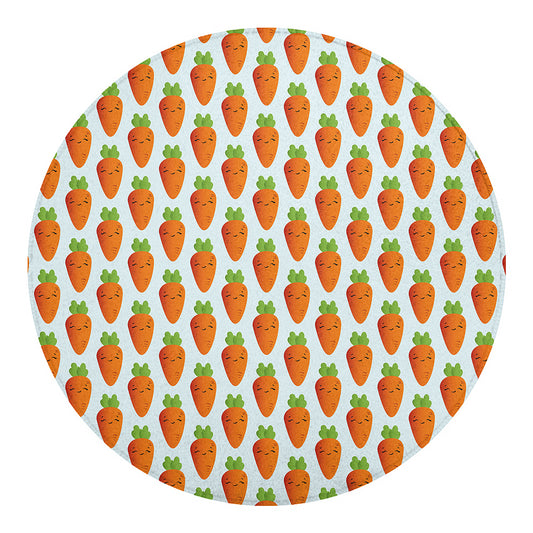 Smiling Carrot Pattern Print Round Blanket