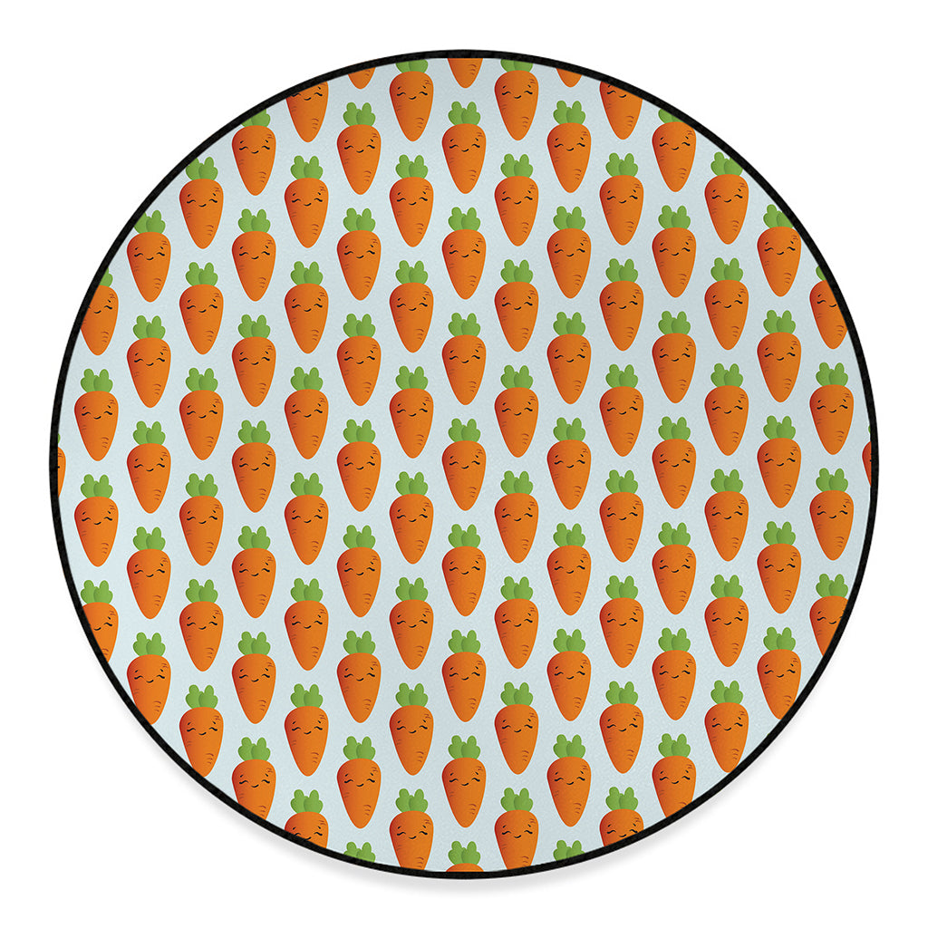 Smiling Carrot Pattern Print Round Floor Mat