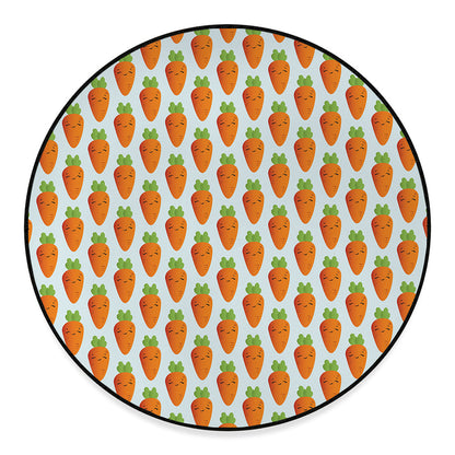 Smiling Carrot Pattern Print Round Floor Mat