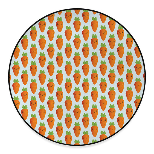 Smiling Carrot Pattern Print Round Floor Mat