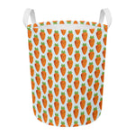 Smiling Carrot Pattern Print Round Laundry Basket