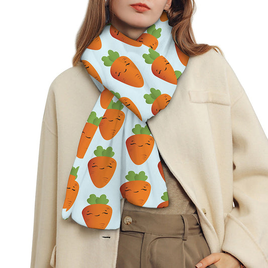 Smiling Carrot Pattern Print Scarf