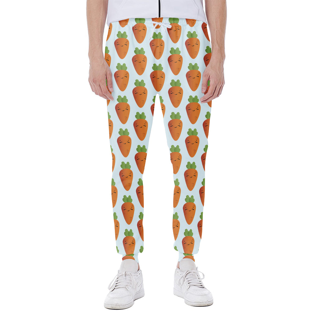 Smiling Carrot Pattern Print Scuba Joggers