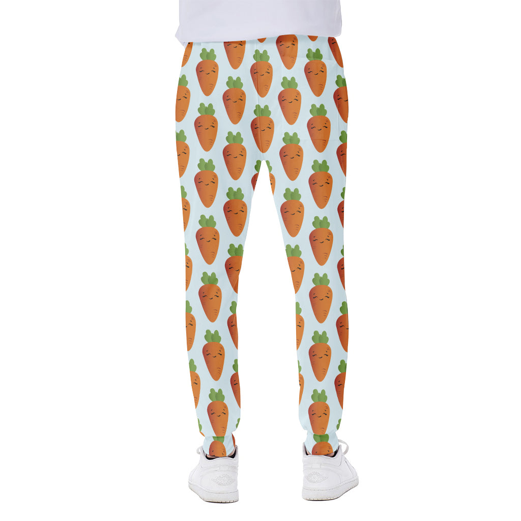 Smiling Carrot Pattern Print Scuba Joggers