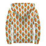 Smiling Carrot Pattern Print Sherpa Lined Zip Up Hoodie