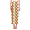 Smiling Carrot Pattern Print Side Slit Maxi Skirt