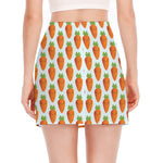 Smiling Carrot Pattern Print Side Slit Mini Skirt