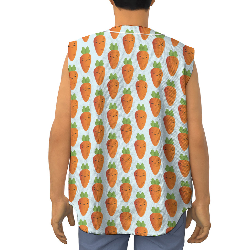 Smiling Carrot Pattern Print Sleeveless Baseball Jersey