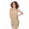 Smiling Carrot Pattern Print Sleeveless Bodycon Dress