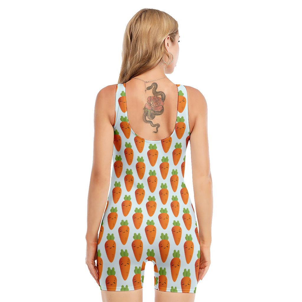 Smiling Carrot Pattern Print Sleeveless One Piece Swimsuit