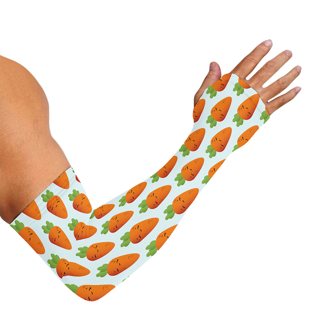 Smiling Carrot Pattern Print Sun Protection Arm Sleeves