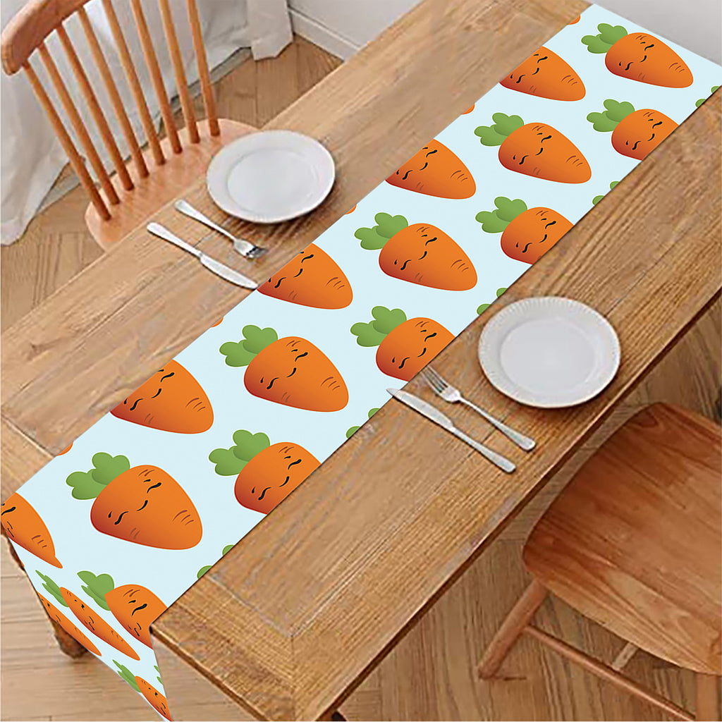 Smiling Carrot Pattern Print Table Runner