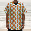 Smiling Carrot Pattern Print Textured Short Sleeve Shirt