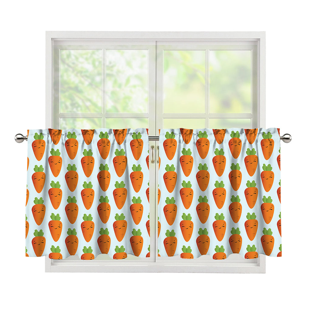 Smiling Carrot Pattern Print Tier Curtains