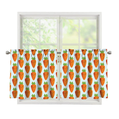 Smiling Carrot Pattern Print Tier Curtains