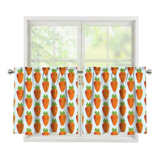Smiling Carrot Pattern Print Tier Curtains