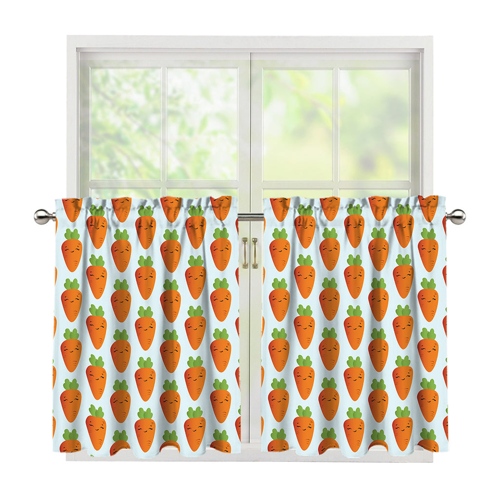 Smiling Carrot Pattern Print Tier Curtains