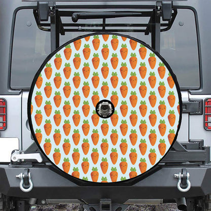 Smiling Carrot Pattern Print Tire Cover With Camera Hole