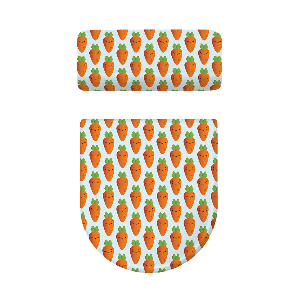 Smiling Carrot Pattern Print Toilet Lid And Tank Cover Set