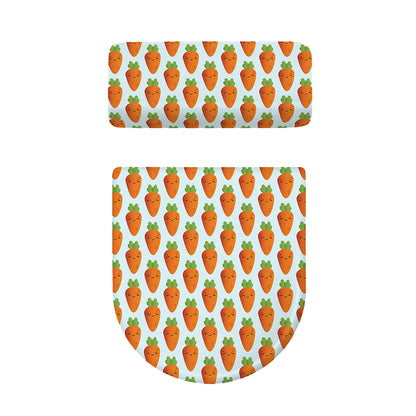 Smiling Carrot Pattern Print Toilet Lid And Tank Cover Set