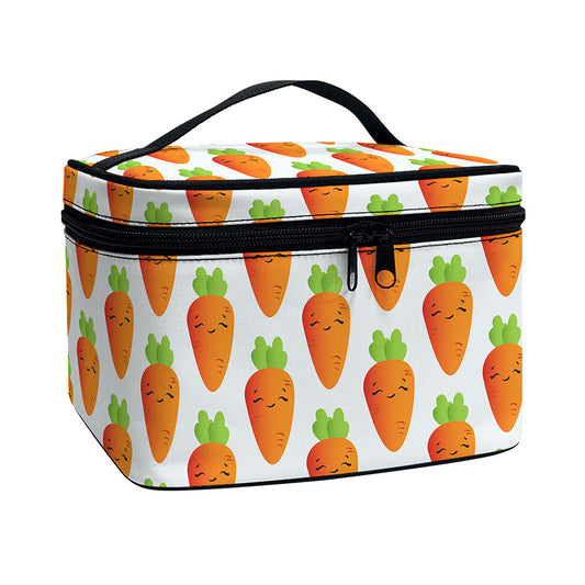 Smiling Carrot Pattern Print Travel Makeup Bag
