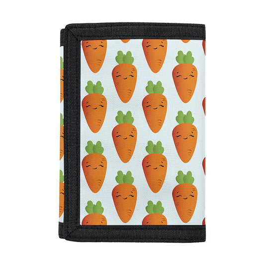 Smiling Carrot Pattern Print Trifold Wallet