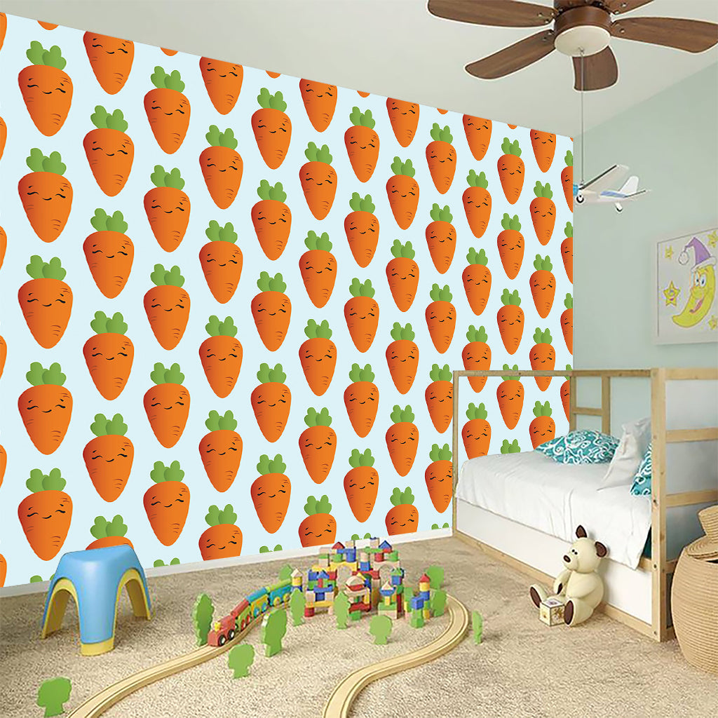 Smiling Carrot Pattern Print Wall Sticker