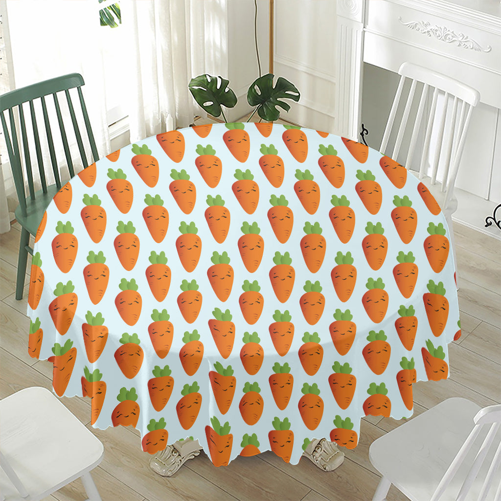 Smiling Carrot Pattern Print Waterproof Round Tablecloth