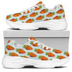 Smiling Carrot Pattern Print White Chunky Shoes