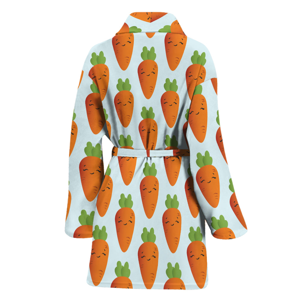 Smiling Carrot Pattern Print Women's Bathrobe