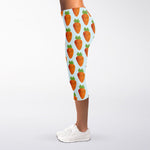 Smiling Carrot Pattern Print Women's Capri Leggings