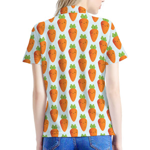 Smiling Carrot Pattern Print Women's Polo Shirt