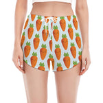 Smiling Carrot Pattern Print Women's Split Running Shorts