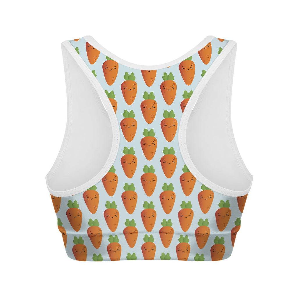 Smiling Carrot Pattern Print Women's Sports Bra