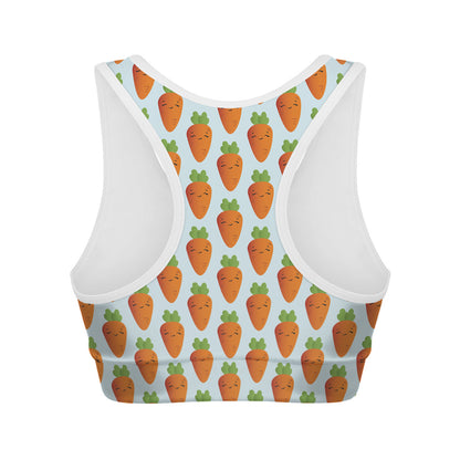 Smiling Carrot Pattern Print Women's Sports Bra