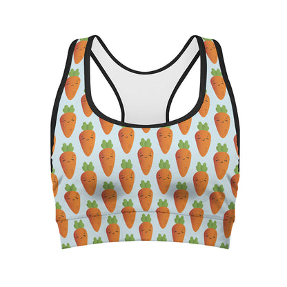 Smiling Carrot Pattern Print Women's Sports Bra