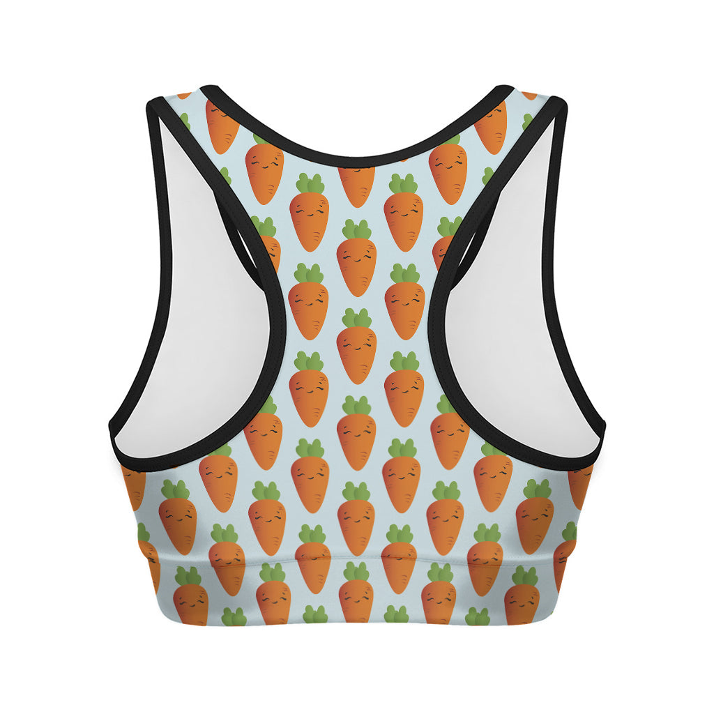 Smiling Carrot Pattern Print Women's Sports Bra