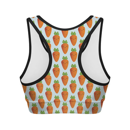 Smiling Carrot Pattern Print Women's Sports Bra
