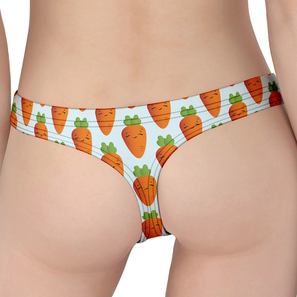 Smiling Carrot Pattern Print Women's Thong