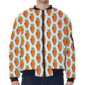 Smiling Carrot Pattern Print Zip Sleeve Bomber Jacket