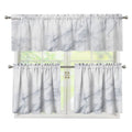 Smoke Grey Marble Print 3 Piece Kitchen Curtains