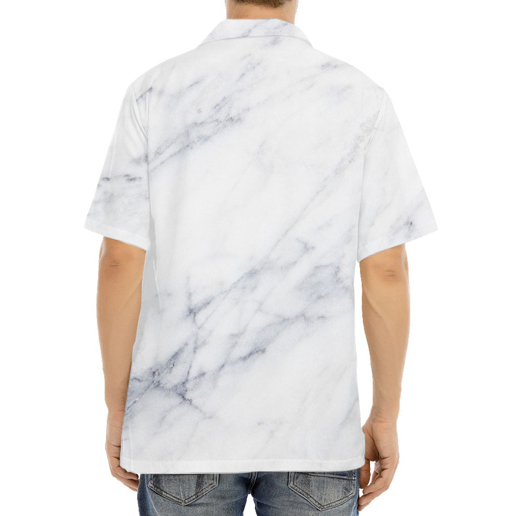 Smoke Grey Marble Print Aloha Shirt