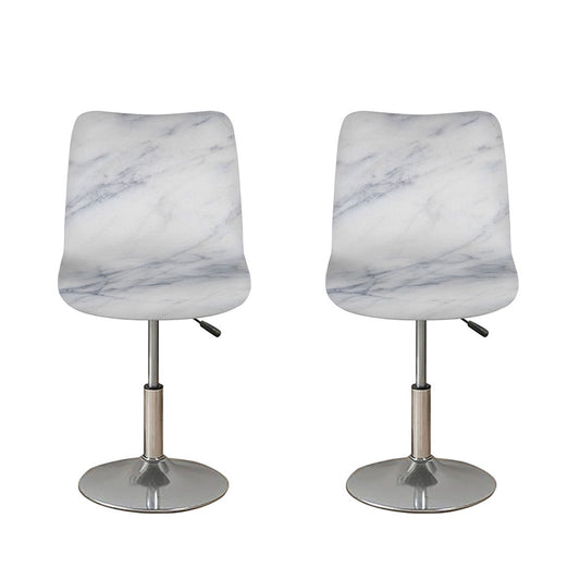 Smoke Grey Marble Print Bar Stool Covers