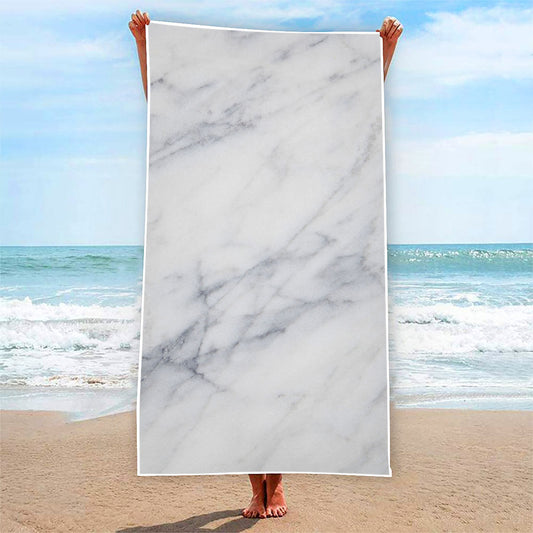 Smoke Grey Marble Print Beach Towel