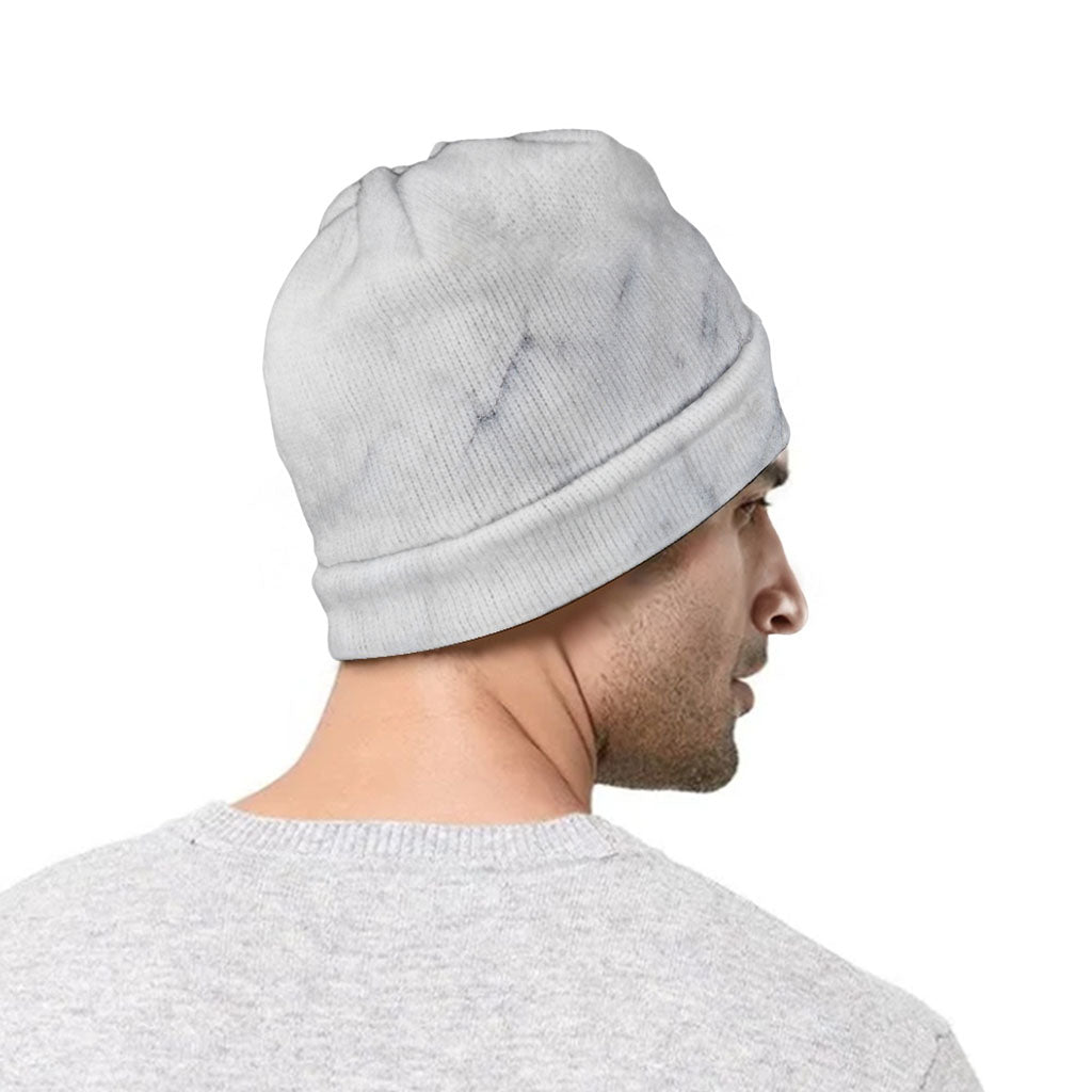 Smoke Grey Marble Print Beanie