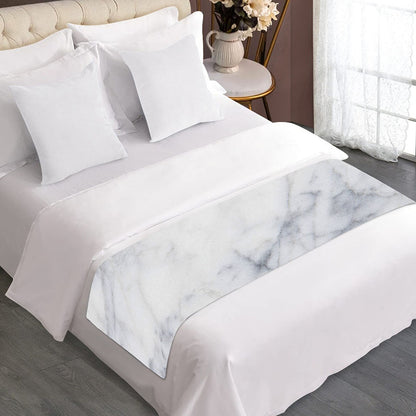 Smoke Grey Marble Print Bed Runner