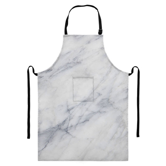 Smoke Grey Marble Print Bib Apron With Pocket